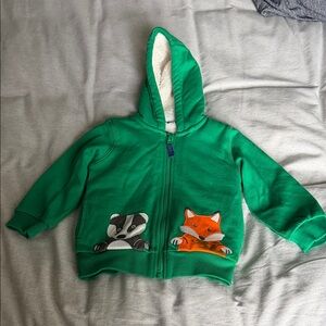 Baby Boden Green Hoodie with Animal Appliques